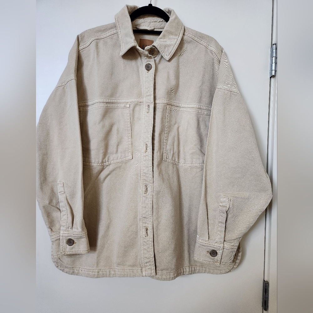 GAP Women's Tan Chore Canvas  Beige/Tan Utility Jacket Overshirt Large